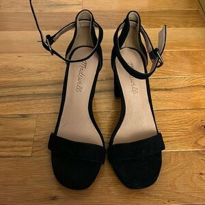 NWOT Madewell suede strap block heels